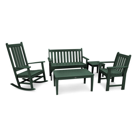 Vineyard 5-Piece Bench & Rocking Chair Set in Green