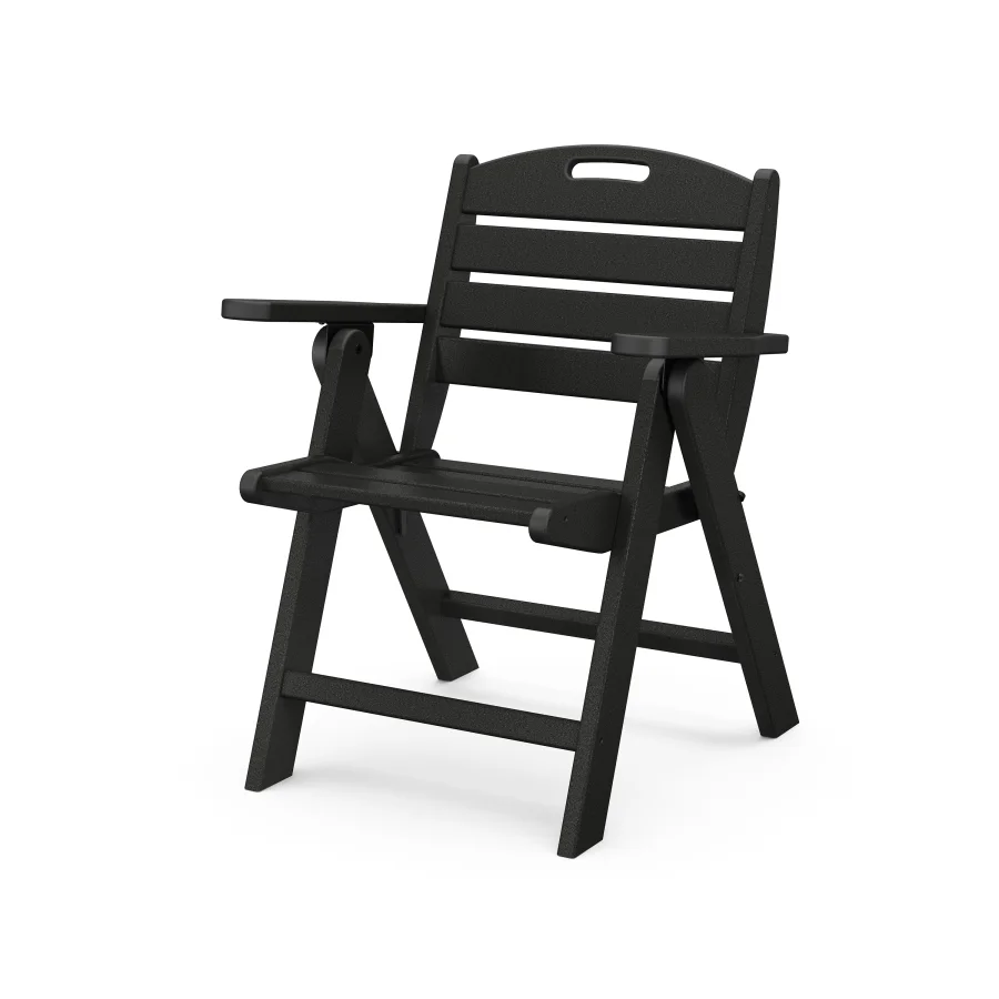 POLYWOOD Nautical Folding Lowback Chair in Black