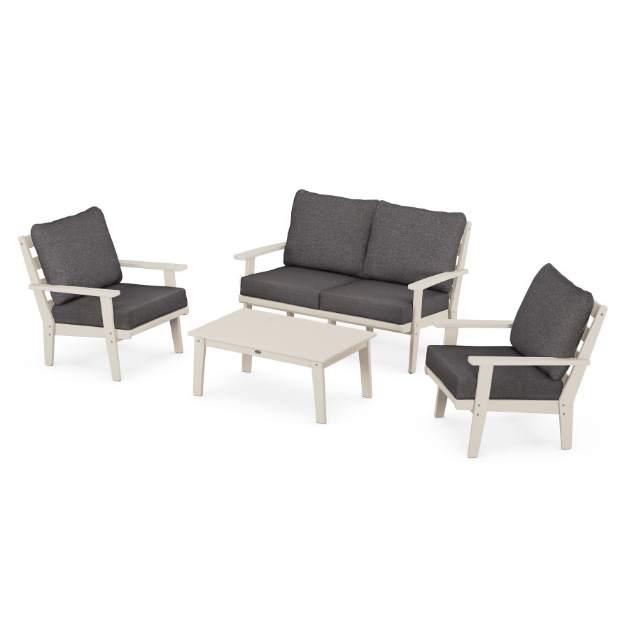 POLYWOOD Grant Park 4-Piece Deep Seating Chair Set in Sand / Ash Charcoal