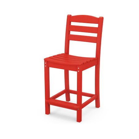 POLYWOOD La Casa Café Counter Side Chair in Sunset Red