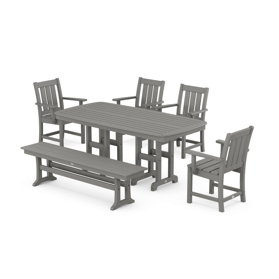 POLYWOOD Oxford 6-Piece Farmhouse Dining Set with Bench