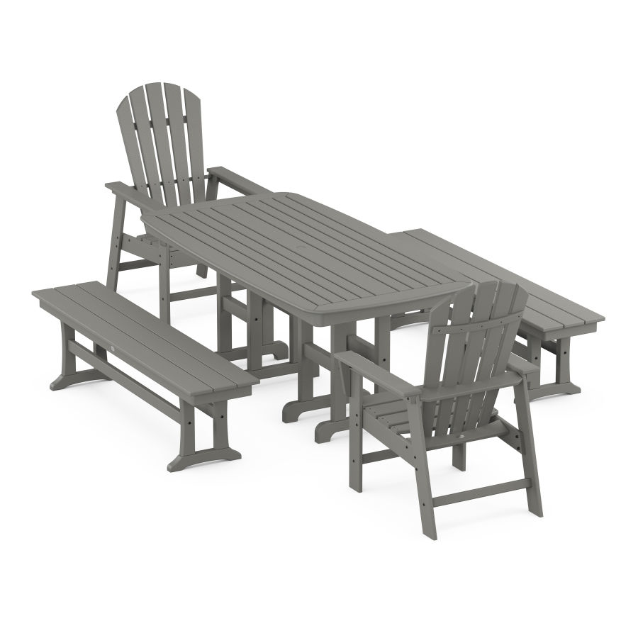 POLYWOOD South Beach 5-Piece Dining Set with Benches