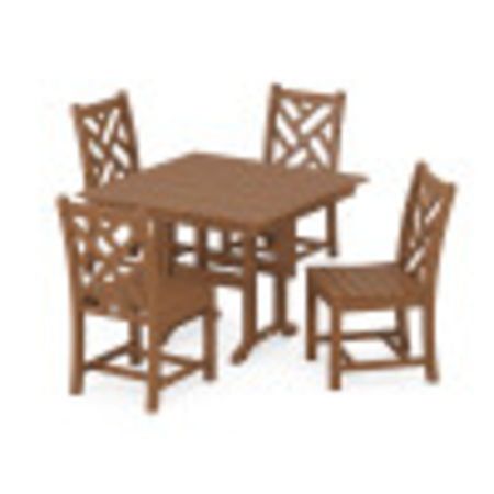 Chippendale Side Chair 5-Piece Farmhouse Dining Set in Teak