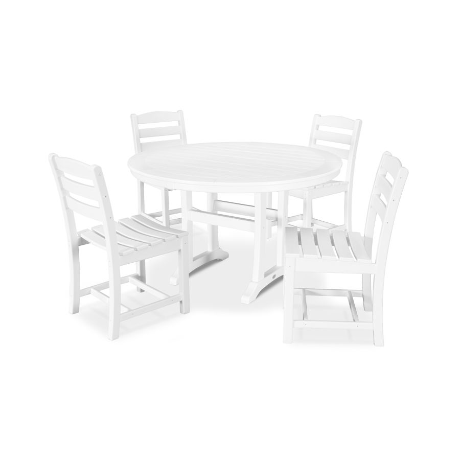 POLYWOOD La Casa Café 5-Piece Side Chair Dining Set in White