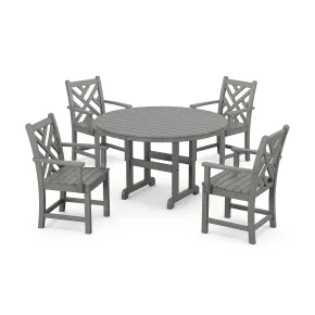 POLYWOOD Chippendale 5-Piece Round Farmhouse Dining Set