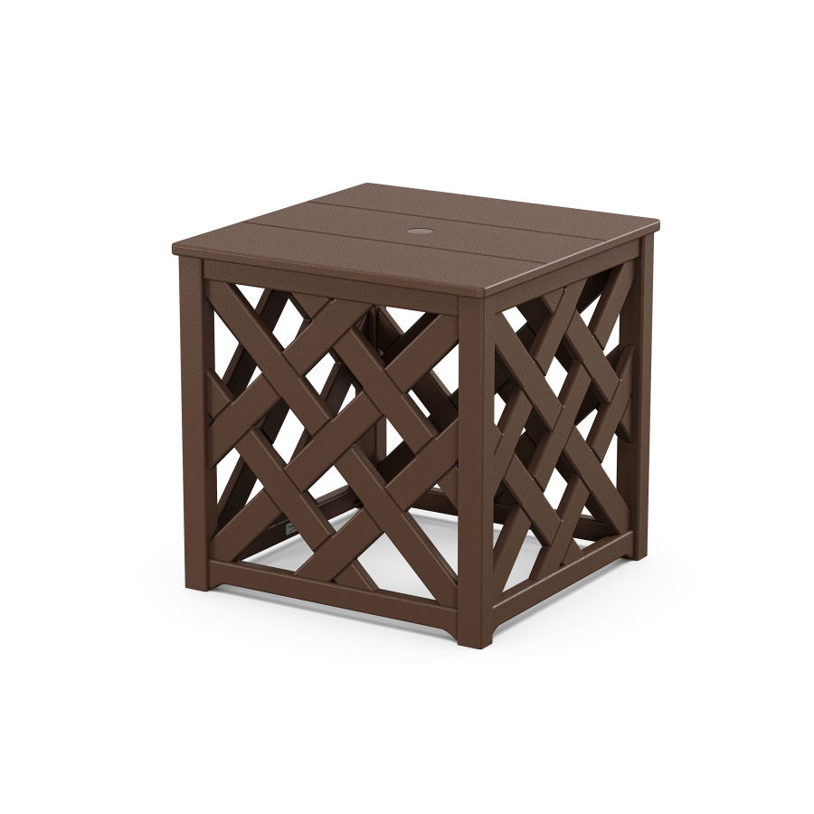 POLYWOOD Wovendale Accent Umbrella Table in Mahogany