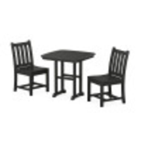 Traditional Garden Side Chair 3-Piece Dining Set in Black