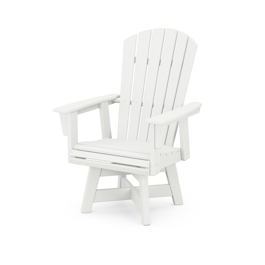 POLYWOOD Nautical Adirondack Swivel Dining Chair in Vintage White
