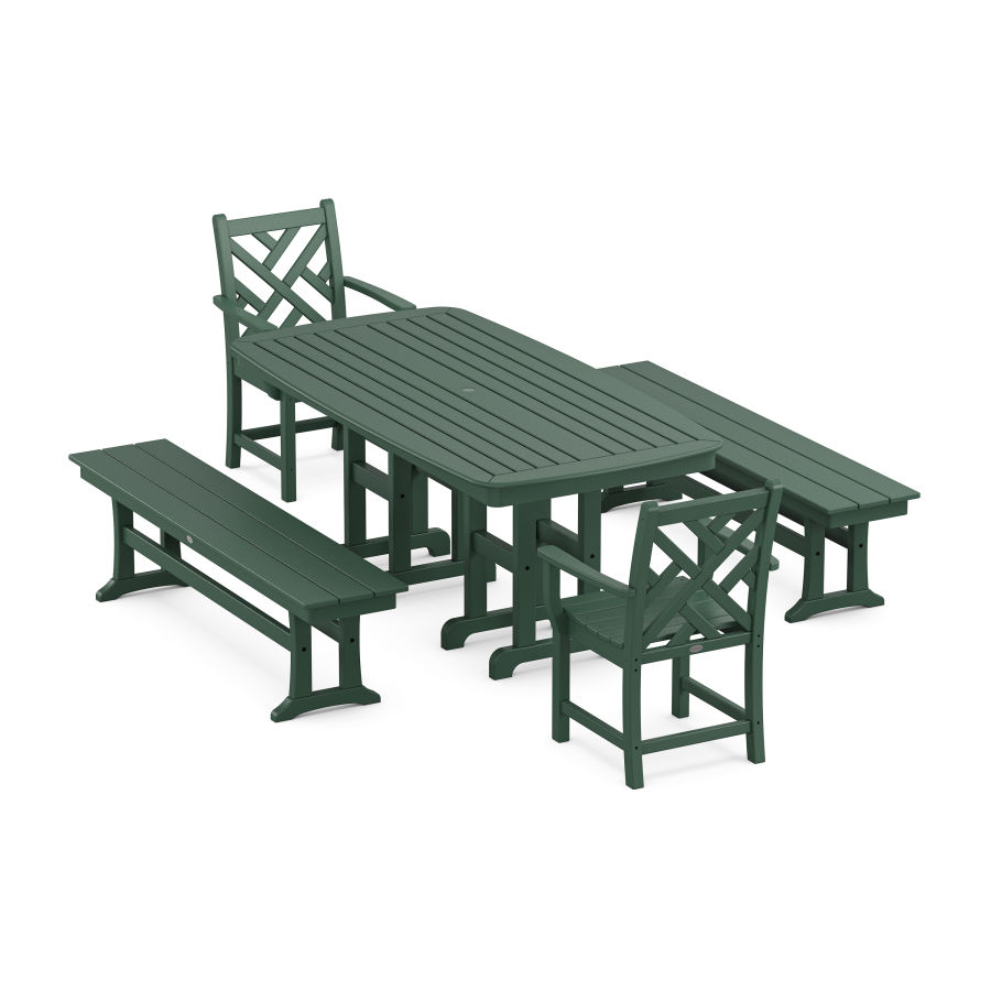 POLYWOOD Chippendale 5-Piece Dining Set in Green