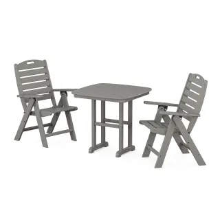 POLYWOOD Nautical Folding Highback Chair 3-Piece Dining Set