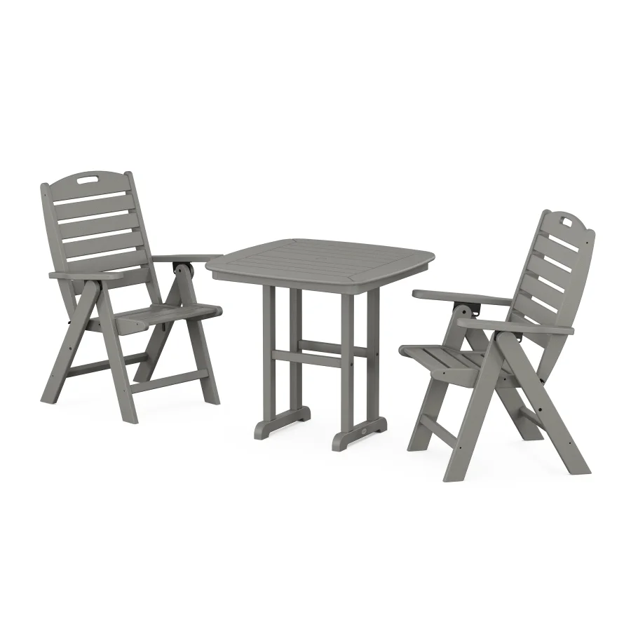 POLYWOOD Nautical Folding Highback Chair 3-Piece Dining Set