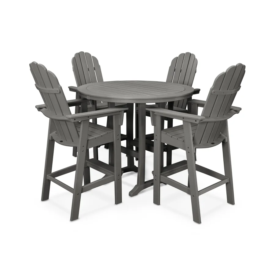 POLYWOOD Vineyard Curveback Adirondack 5-Piece Nautical Trestle Bar Set