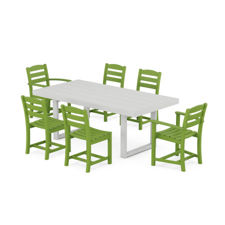 La Casa Café 7-Piece Dining Set with Trestle Legs in Lime / White