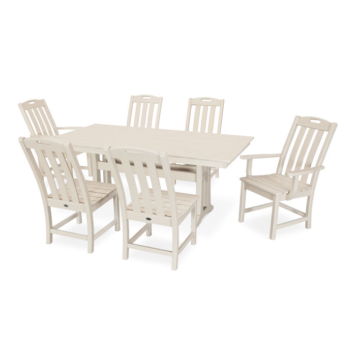 Yacht Club 7-Piece Farmhouse Trestle Dining Set