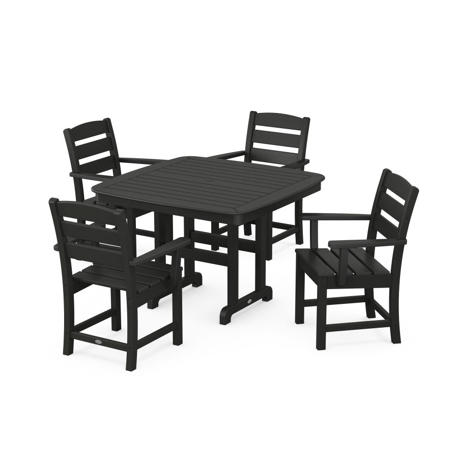 POLYWOOD Lakeside 5-Piece Dining Set with Trestle Legs in Black