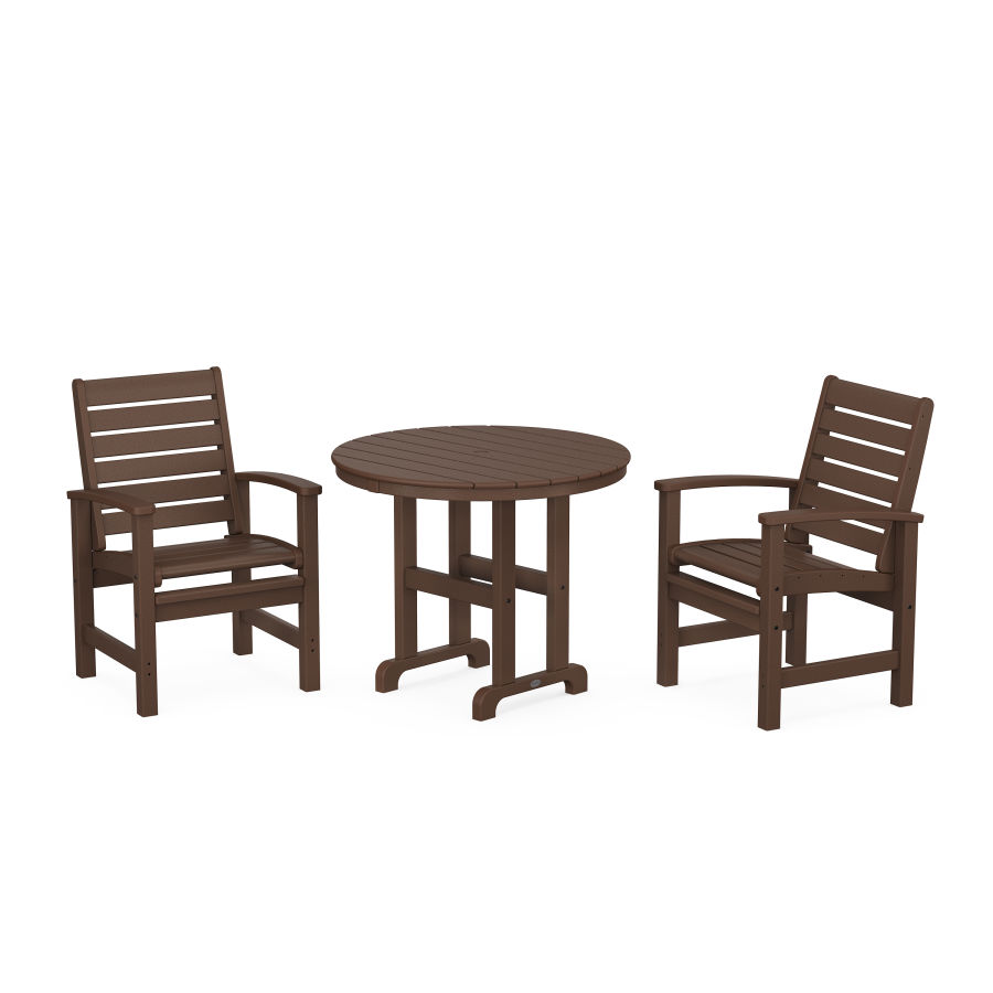 POLYWOOD Signature 3-Piece Round Dining Set in Mahogany