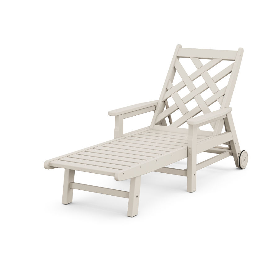 POLYWOOD Wovendale Chaise with Arms and Wheels in Sand