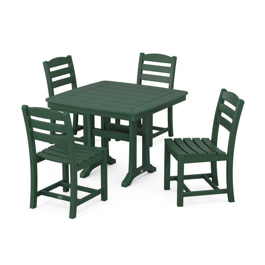 POLYWOOD La Casa Café Side Chair 5-Piece Dining Set with Trestle Legs in Green