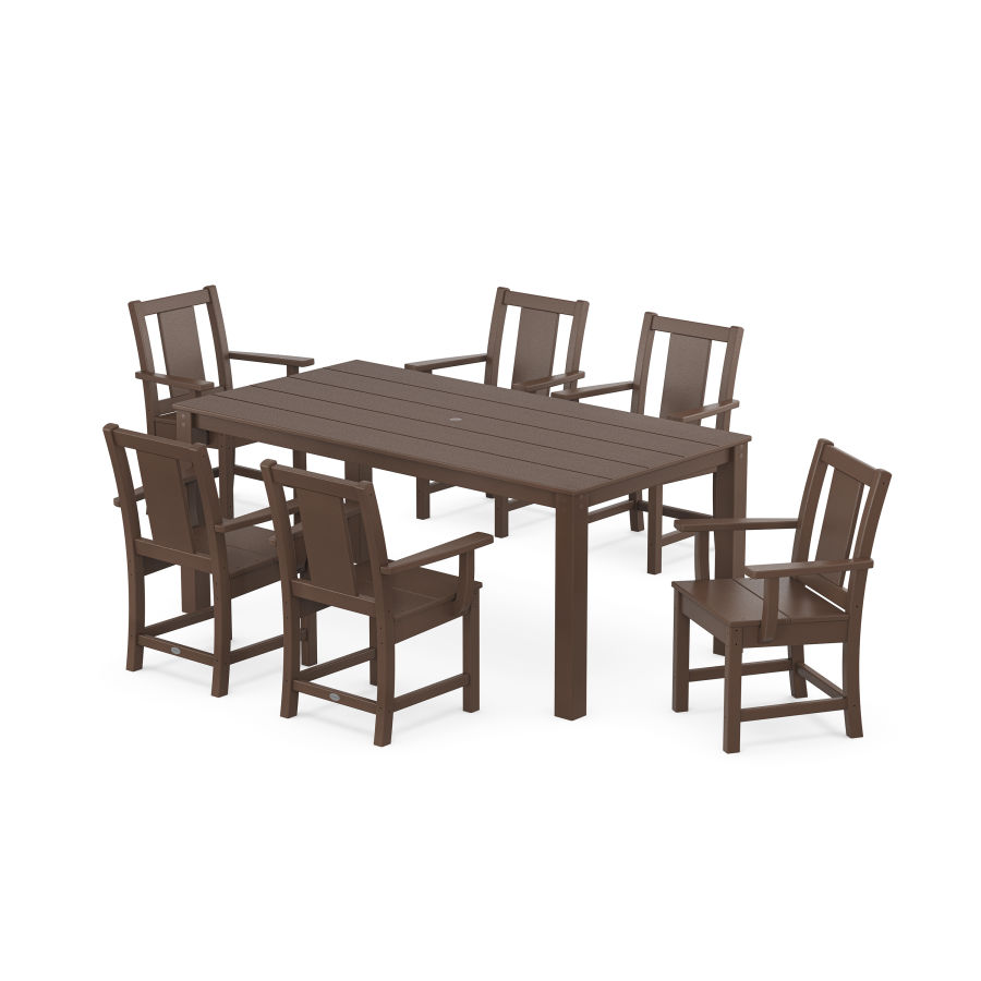 POLYWOOD Prairie Arm Chair 7-Piece Parsons Dining Set in Mahogany