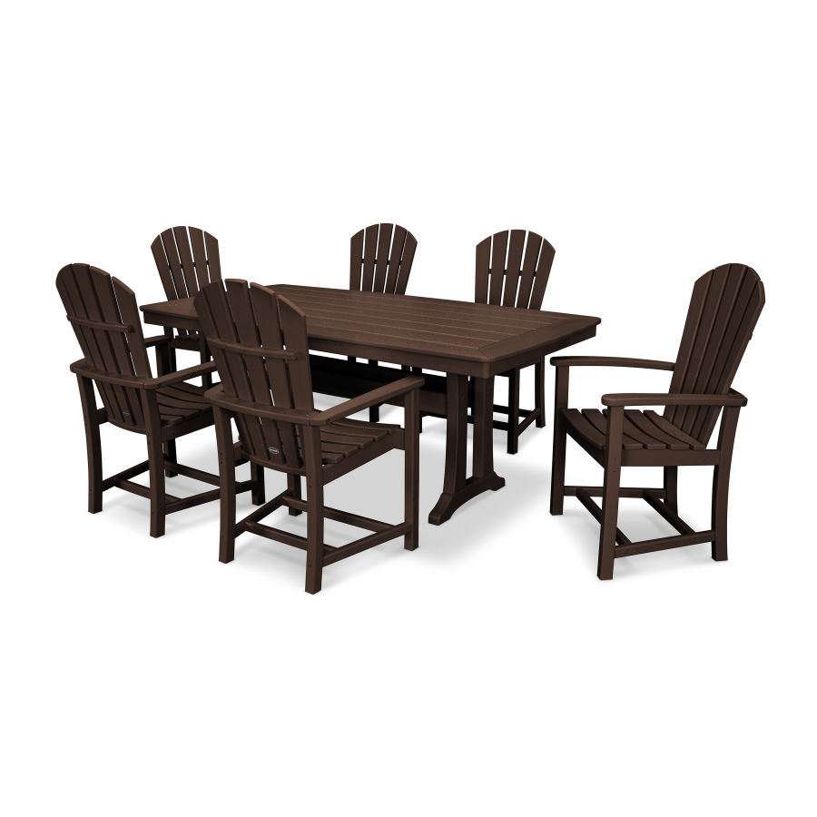 POLYWOOD Palm Coast 7-Piece Dining Set with Trestle Legs in Mahogany