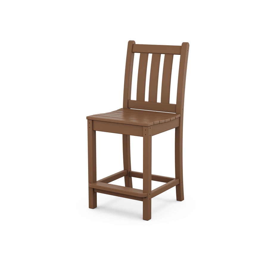 POLYWOOD Traditional Garden Counter Side Chair in Teak