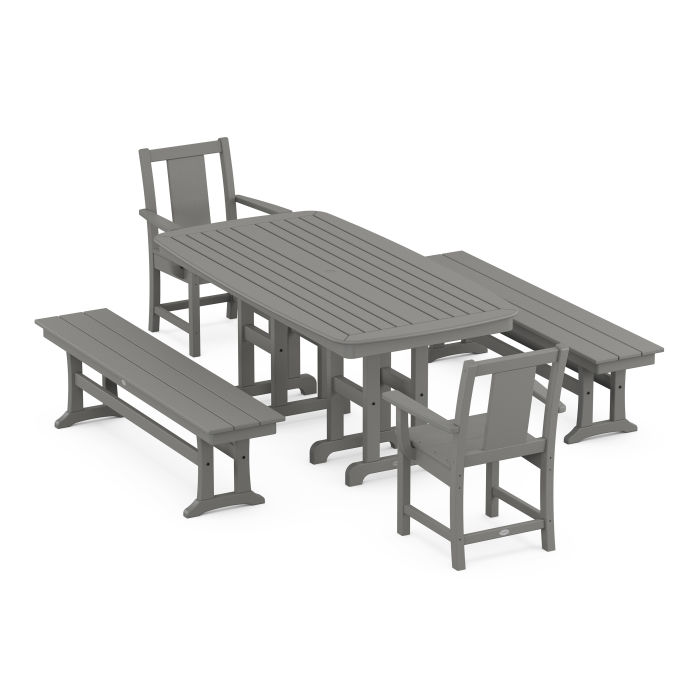POLYWOOD Prairie 5-Piece Dining Set with Benches