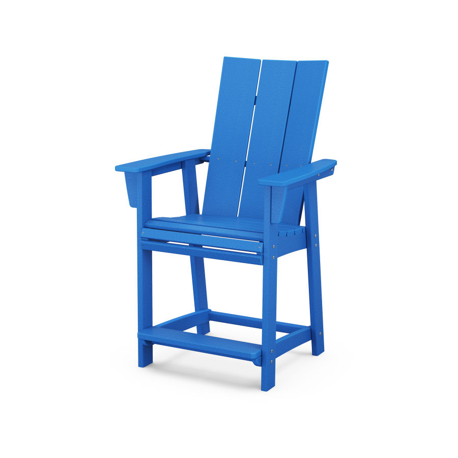 POLYWOOD Modern Adirondack Counter Chair in Pacific Blue