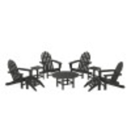 Classic Adirondack Chair 9-Piece Conversation Set in Black
