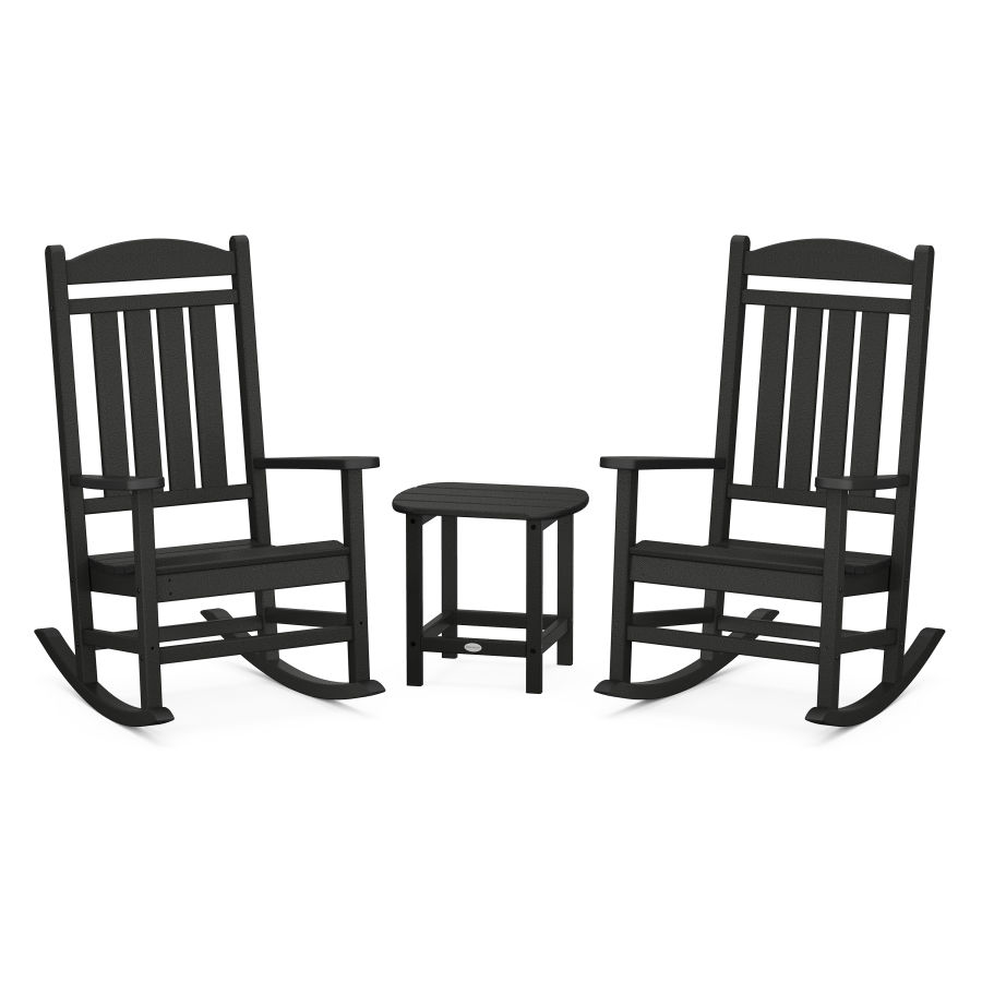 POLYWOOD Presidential Rocking Chair 3-Piece Set in Black