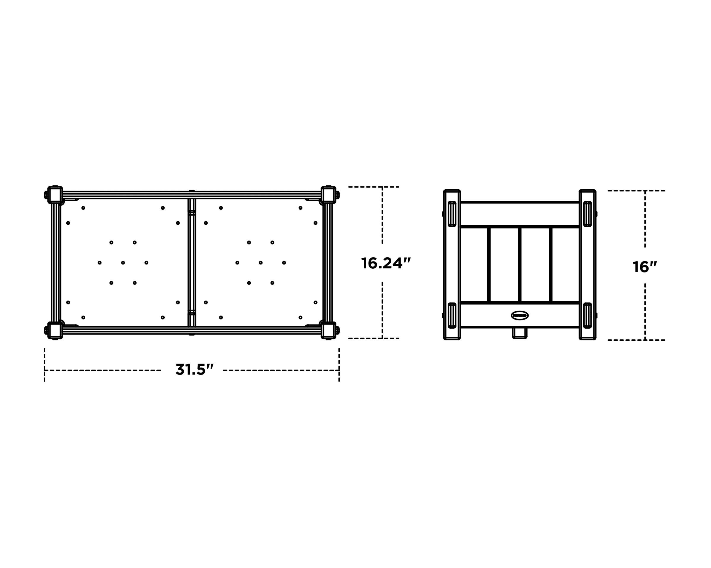 Dimensions for Vineyard Rectangle Double Planter Box
