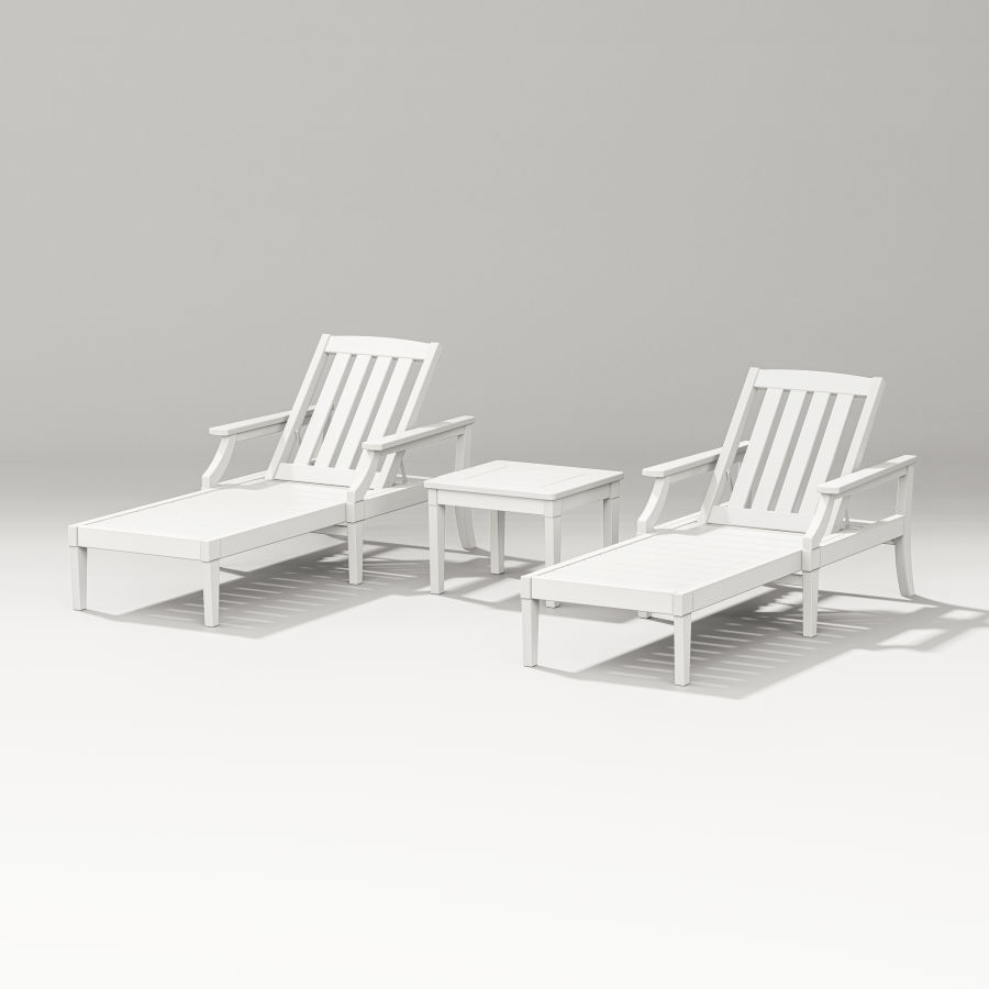 POLYWOOD Estate 3-Piece Chaise Lounge Set in Vintage White