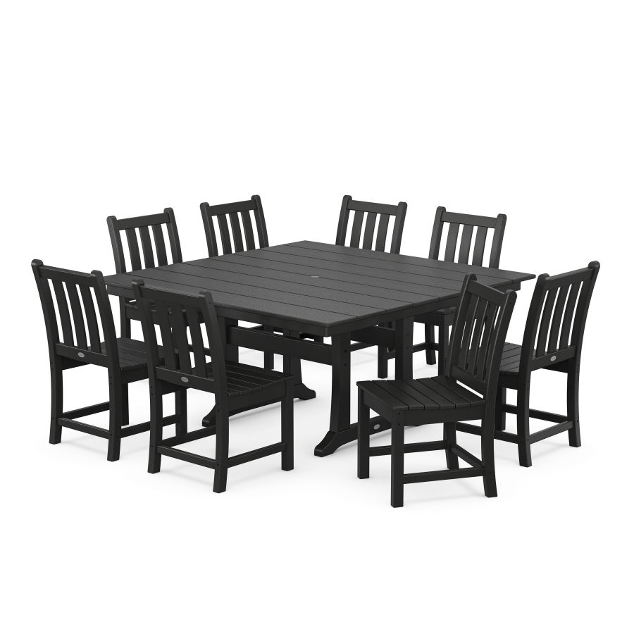 POLYWOOD Traditional Garden 9-Piece Farmhouse Dining Set in Black