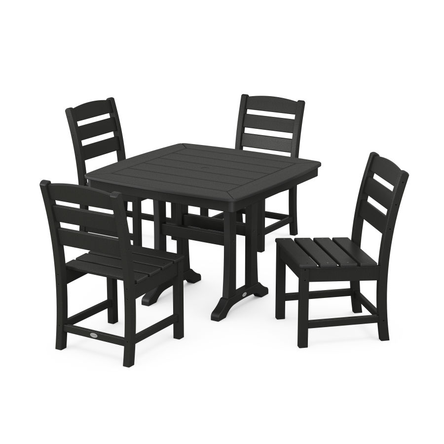 POLYWOOD Lakeside Side Chair 5-Piece Dining Set with Trestle Legs in Black