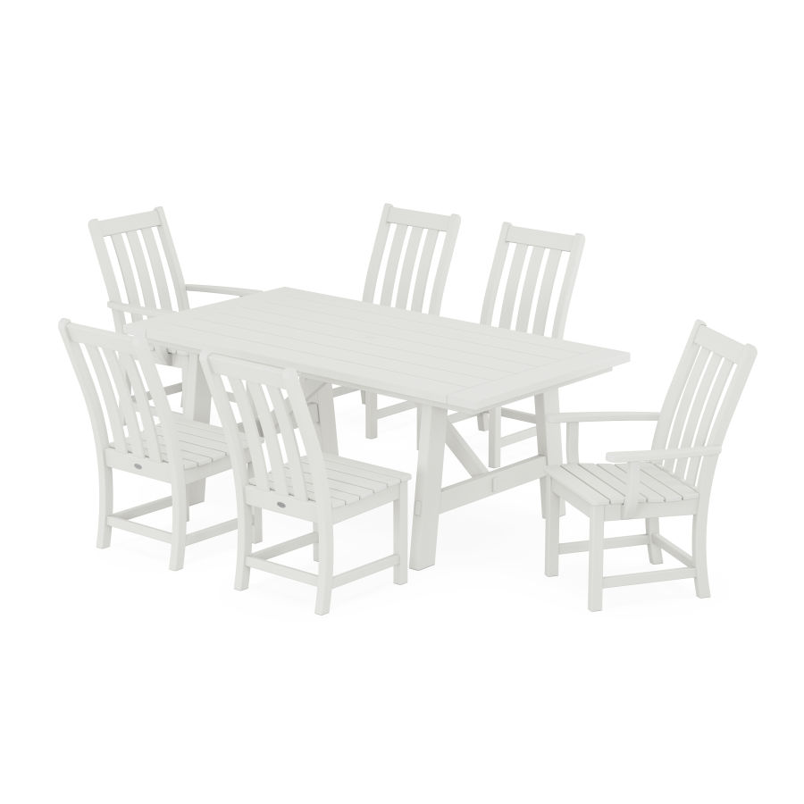 POLYWOOD Vineyard 7-Piece Rustic Farmhouse Dining Set With Trestle Legs in Vintage White