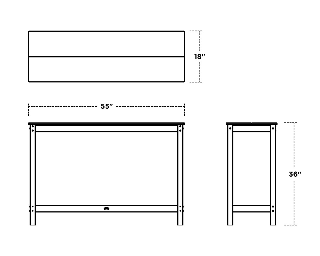Dimensions for Studio Balcony Counter Table