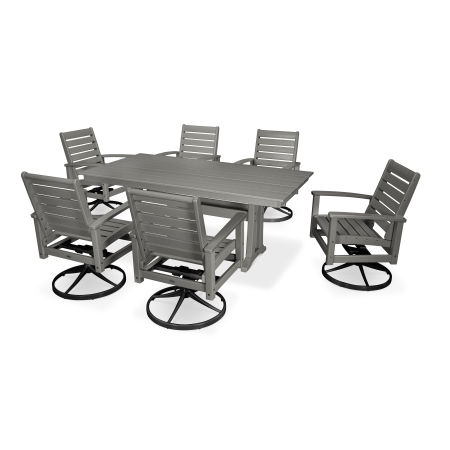 7 Piece Signature Swivel Rocking Chair Dining Set