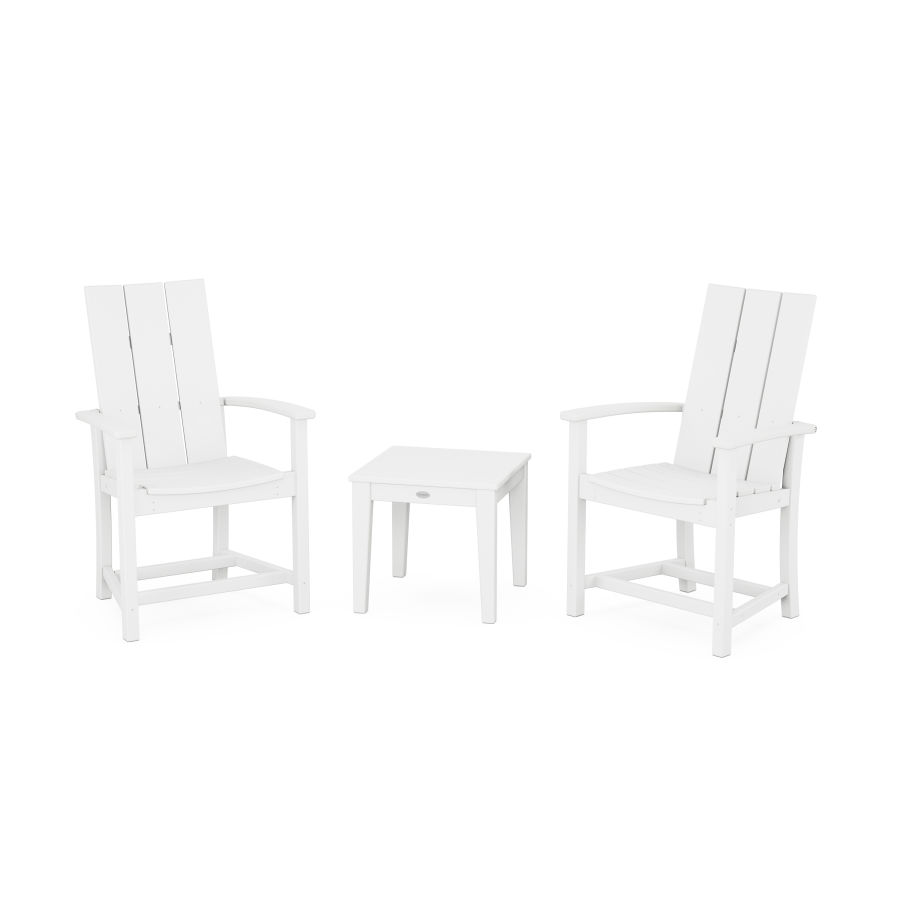 POLYWOOD Modern 3-Piece Upright Adirondack Chair Set in White