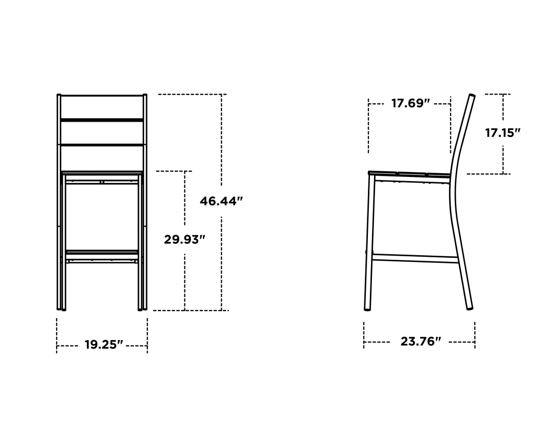 Dimensions for Main Street Bar Side Chair