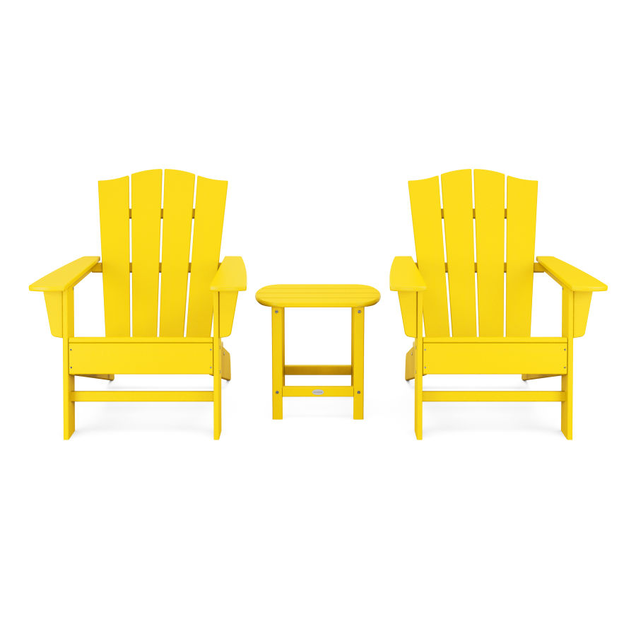 POLYWOOD Wave 3-Piece Adirondack Chair Set with The Crest Chairs in Lemon