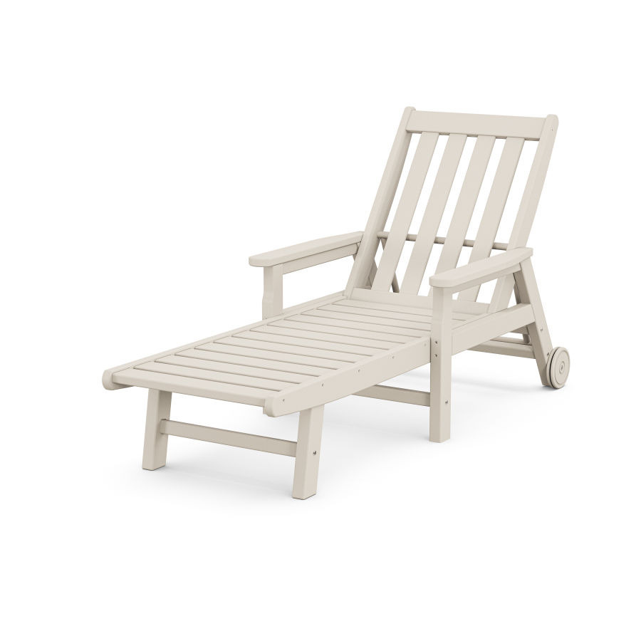 POLYWOOD Vineyard Chaise with Arms and Wheels in Sand
