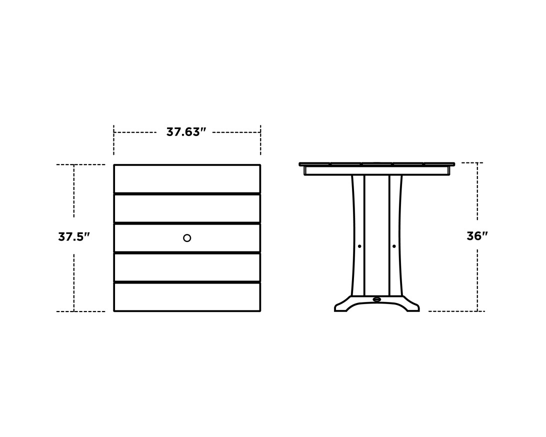 Dimensions for Farmhouse Trestle 37" Counter Table