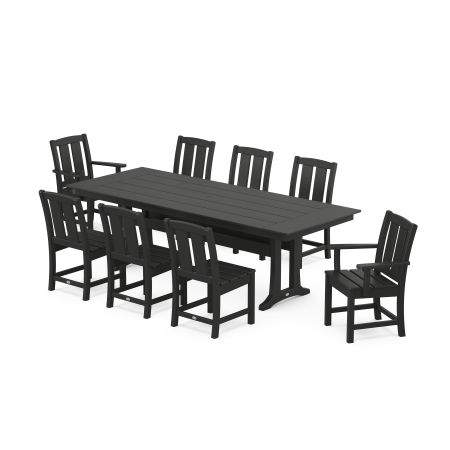 POLYWOOD Mission 9-Piece Farmhouse Dining Set with Trestle Legs in Black
