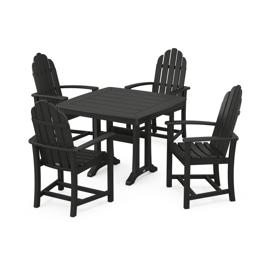 POLYWOOD Classic Adirondack 5-Piece Dining Set with Trestle Legs in Black