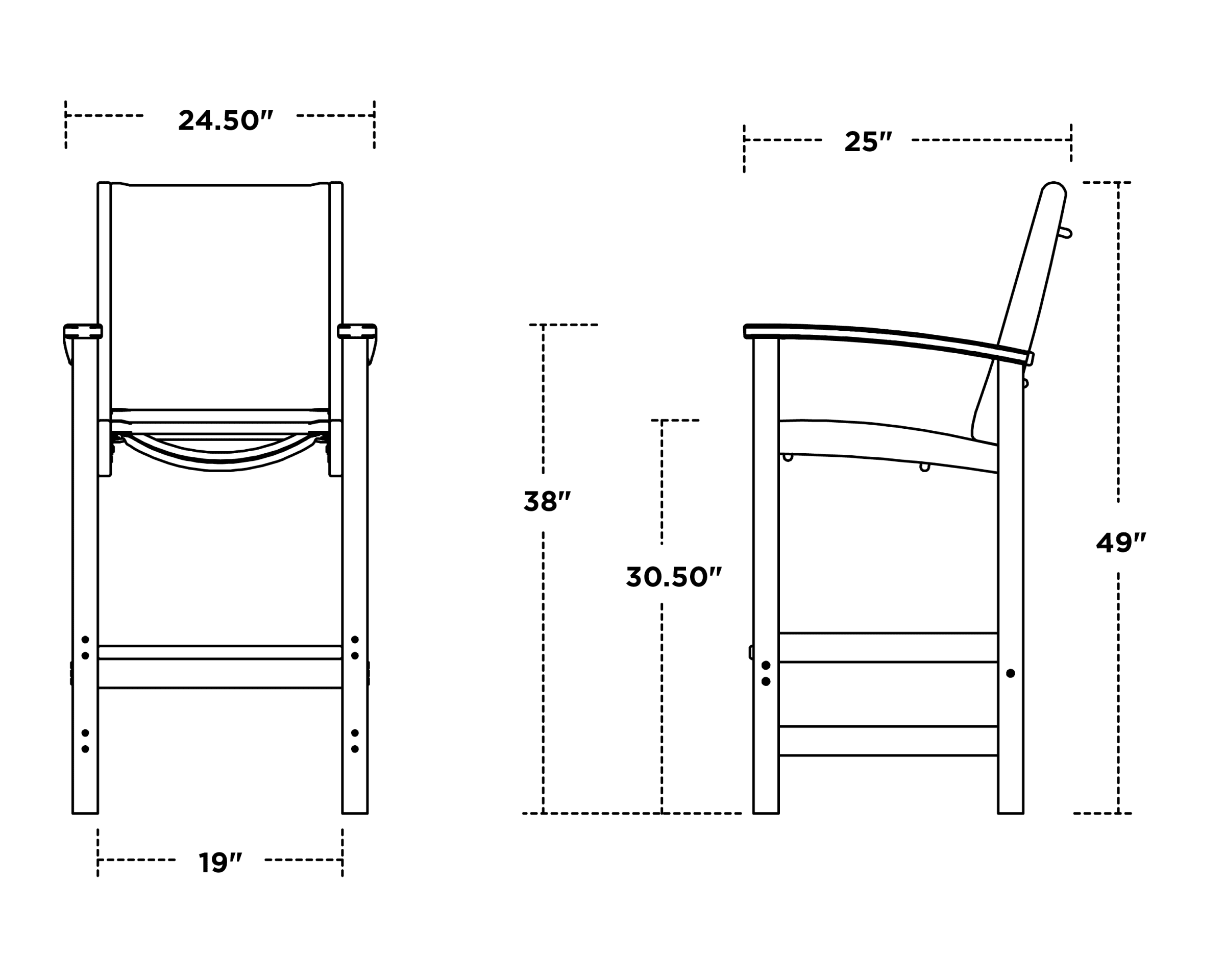 Dimensions for Coastal Bar Chair