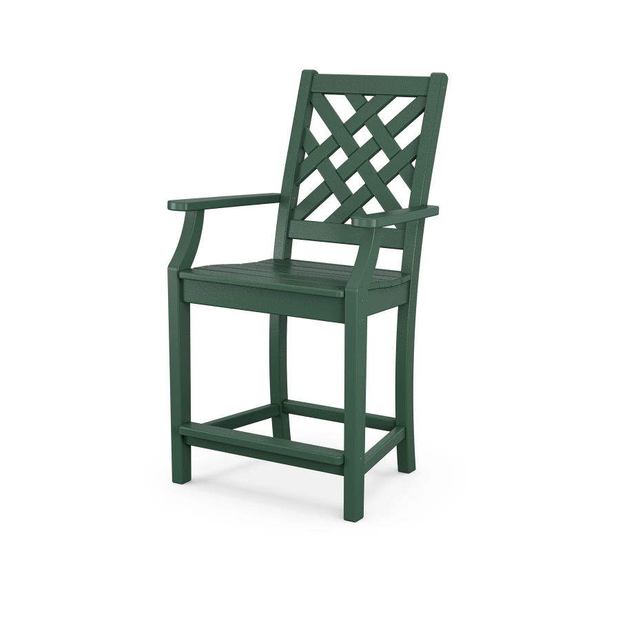 POLYWOOD Wovendale Counter Arm Chair in Green