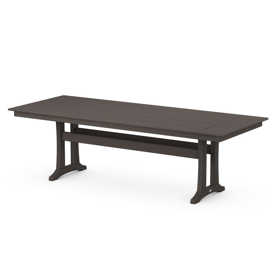 POLYWOOD Farmhouse Trestle 38" x 96" Dining Table in Vintage Coffee