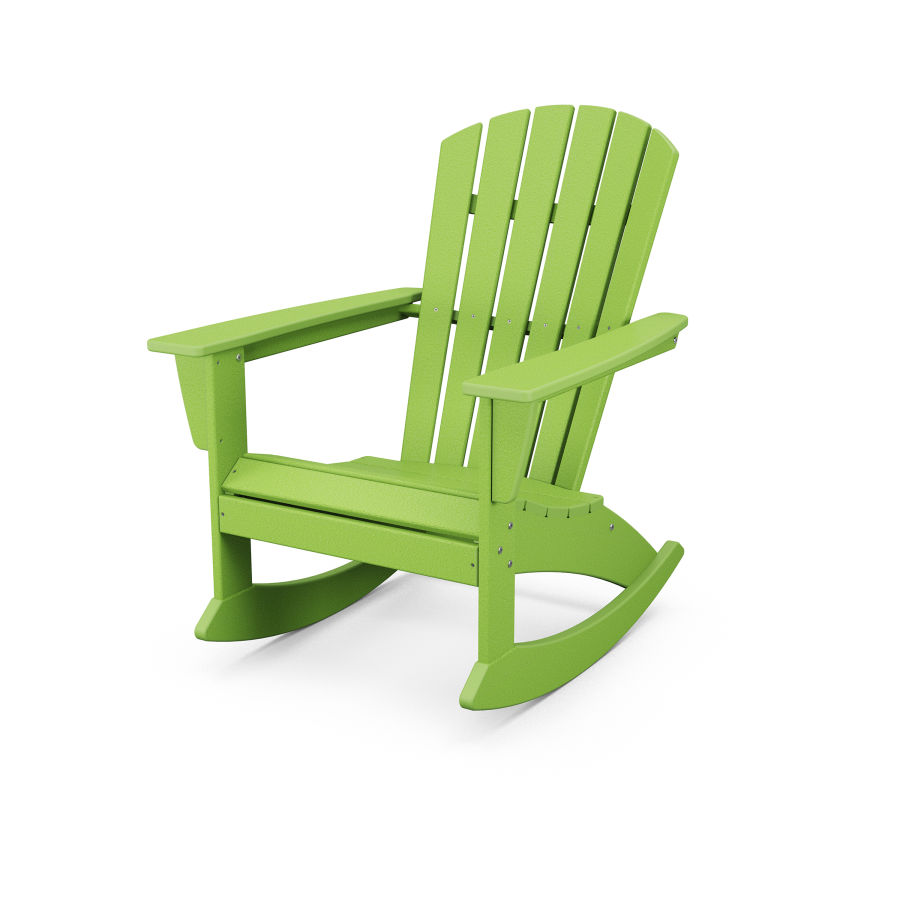 POLYWOOD Grant Park Traditional Curveback Adirondack Rocking Chair in Lime