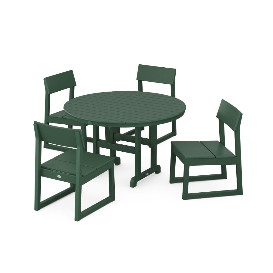 POLYWOOD EDGE Side Chair 5-Piece Round Dining Set in Green