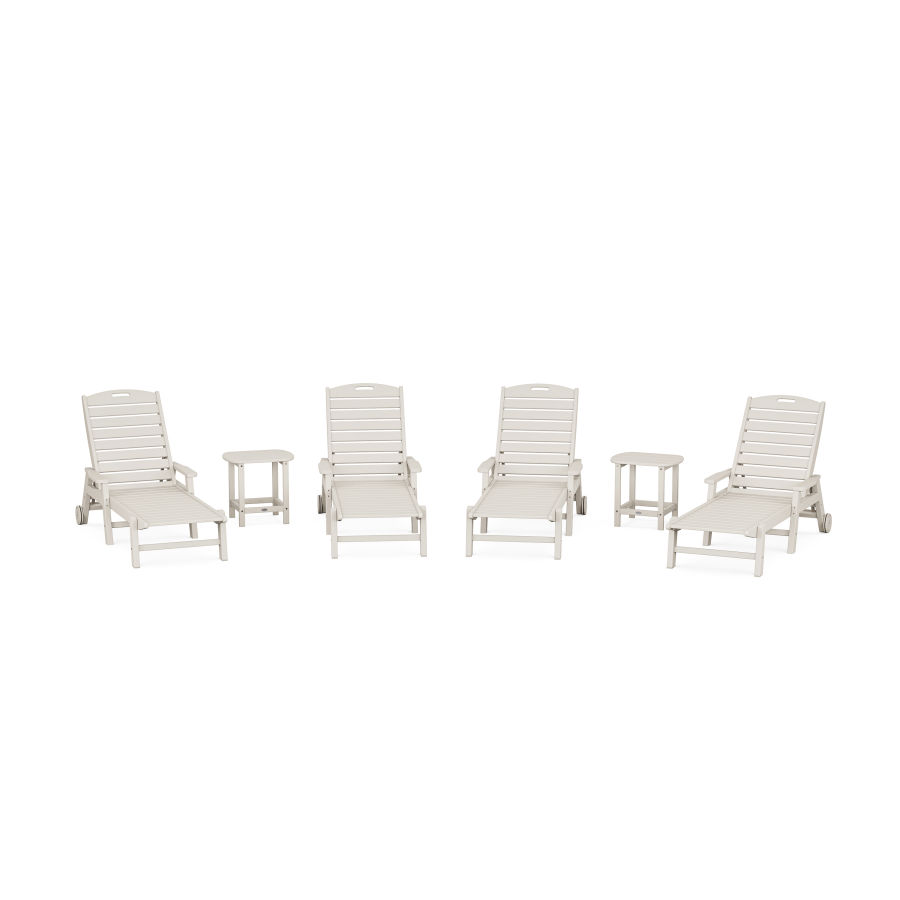 POLYWOOD Nautical Chaise 6-Piece Set with Arms & Wheels in Sand