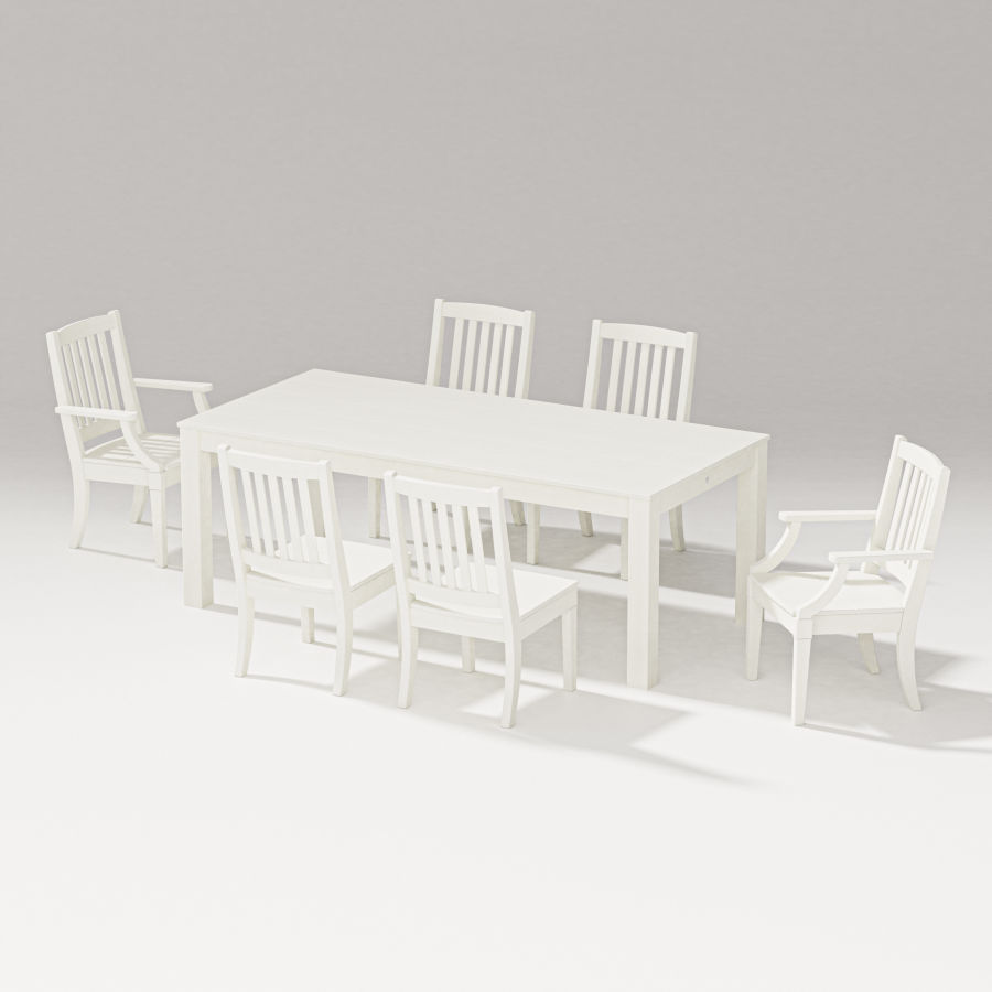 POLYWOOD Estate 7-Piece Parsons Table Dining Set in Vintage White